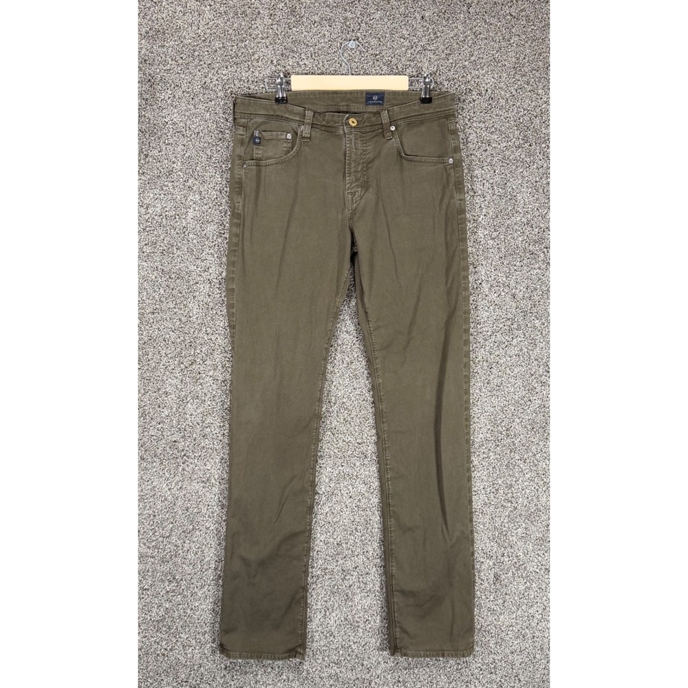 AG Adriano Goldschmied The Matchbox Slim Straight Jeans Mens 32/34 Olive Stretch